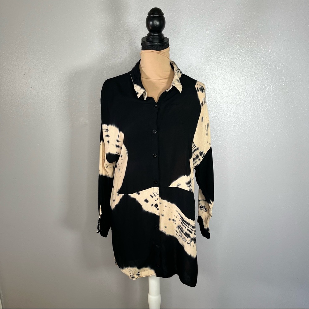 Oversized tie dye neutral button down shirt dress 8 Streetwear grunge fall boho